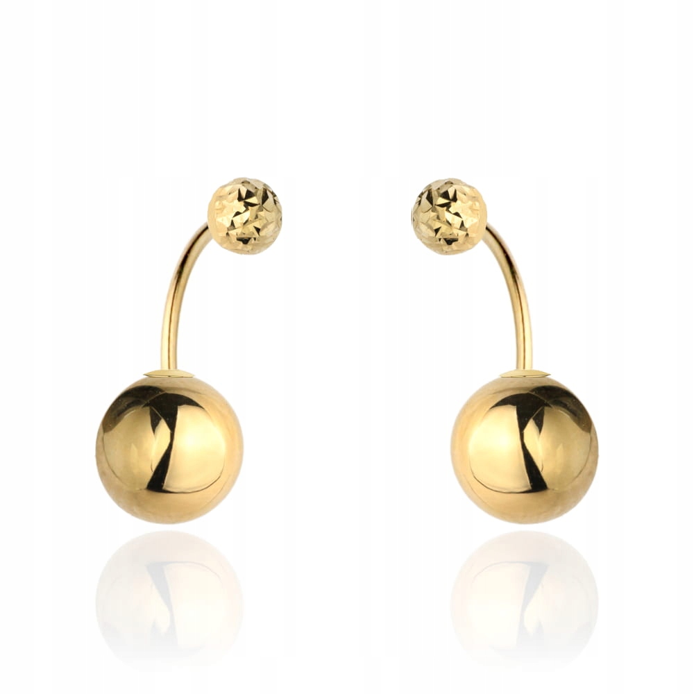 Zlaté 585 náušnice dioro s jednou diamantovou kuličkou, módní design