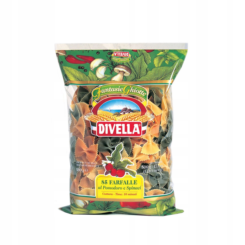 Levně 7 x Těstoviny s mašličkami Farfalle Tricolore 500 g Divella