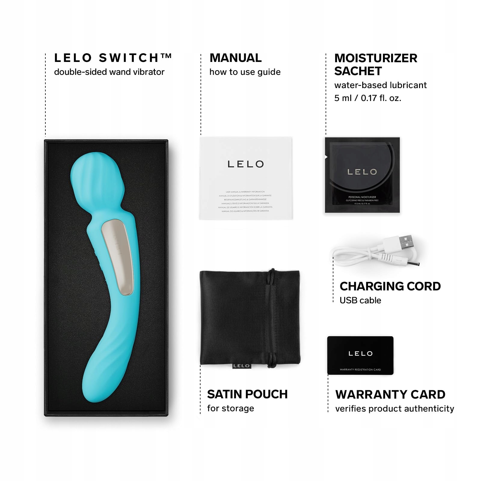 LELO SWITCH Masażer Dla Kobiet Z Bluetooth 12 Ustawień Wibracji Aqua — miniatura 5