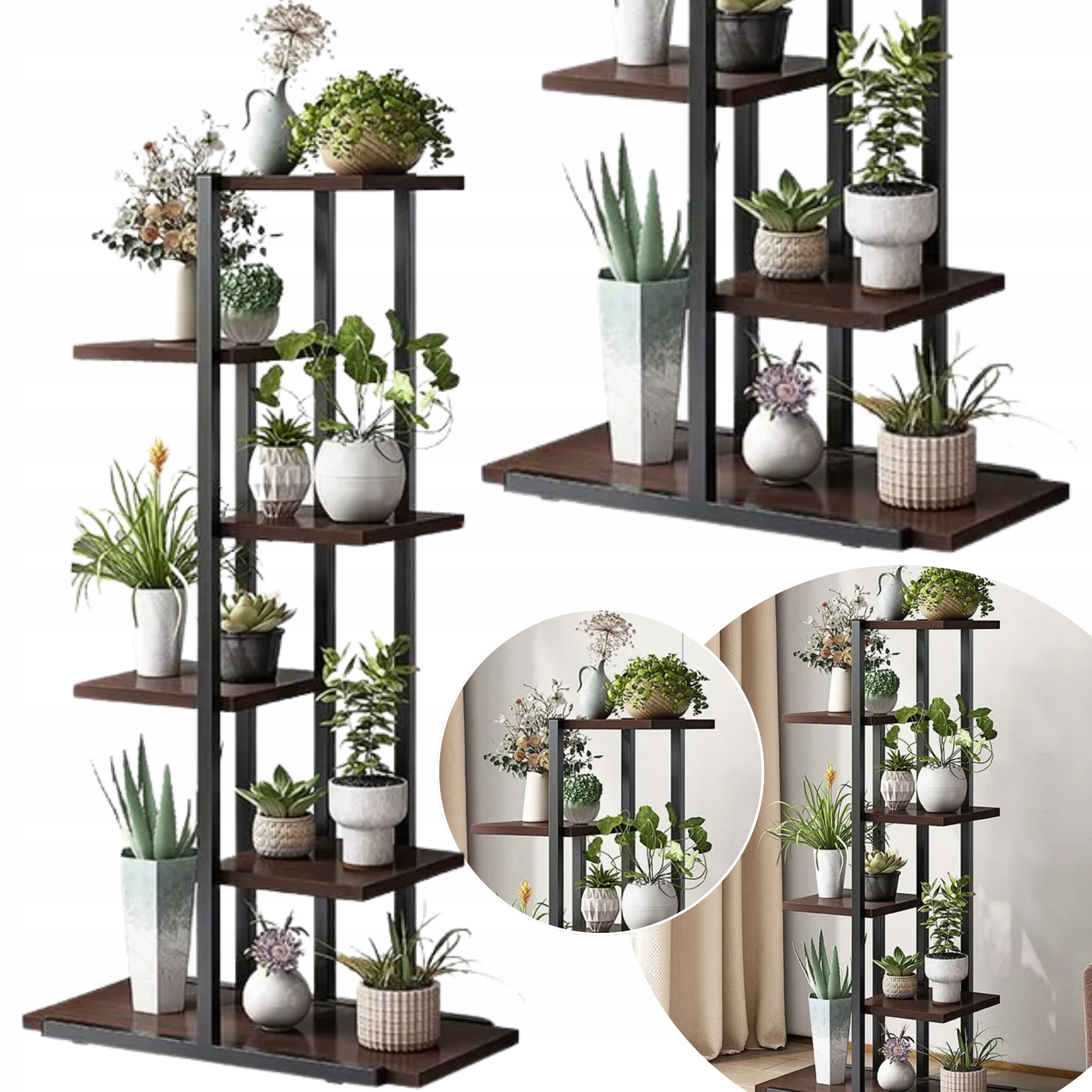 Květinový Záhon Tmavě Hnědý Stojan, Dřevěný Květináč, Velký