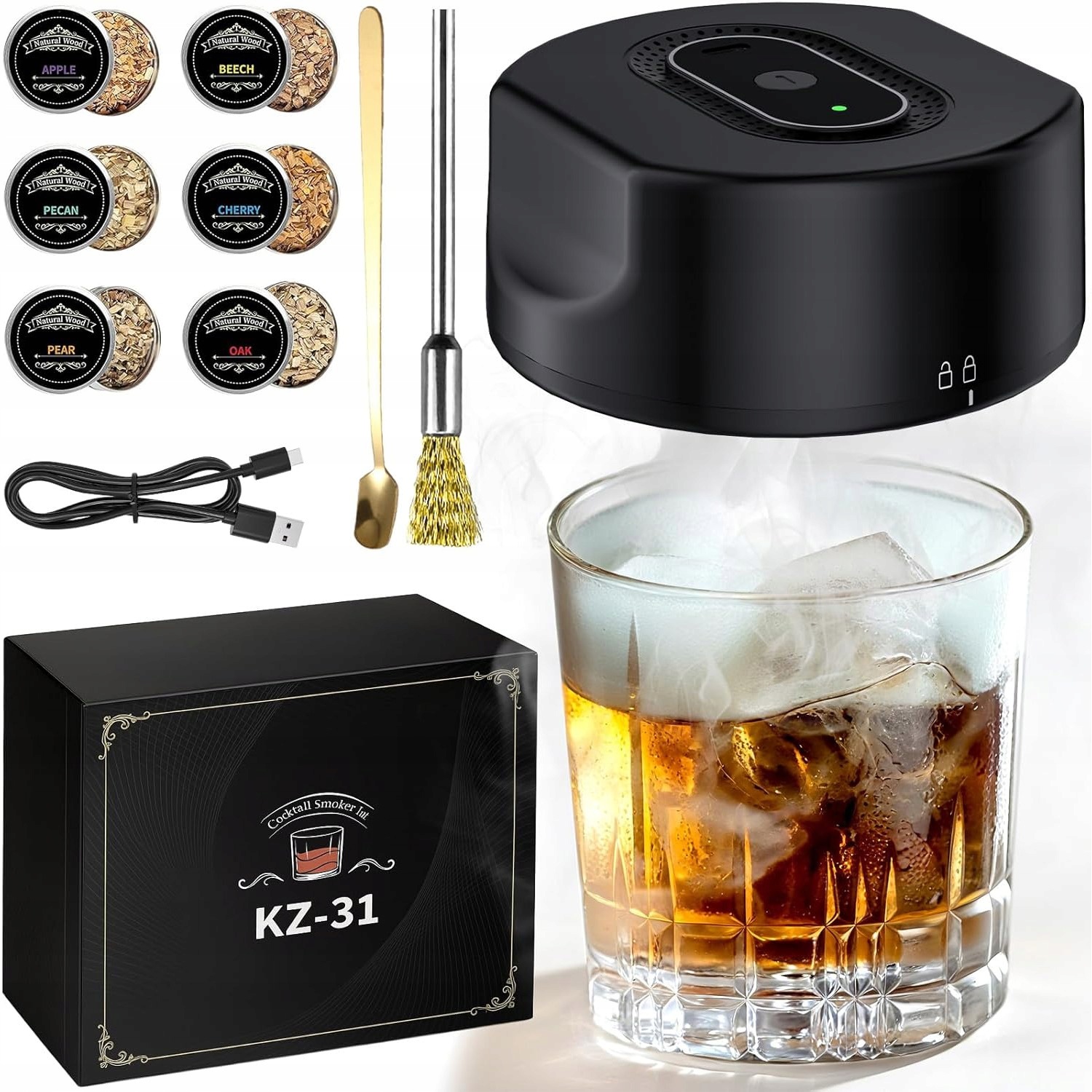 Sada Na Uzení Whisky Smoker Dřevěná Dárek Pro Milovníka Whisky