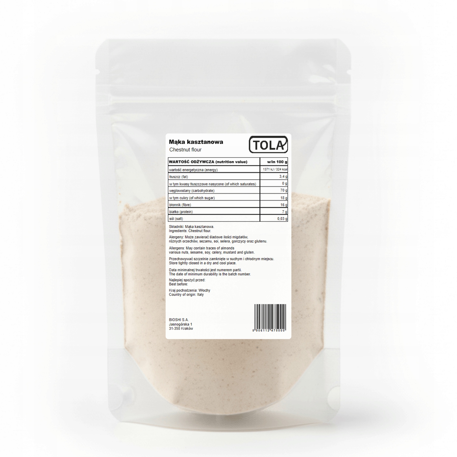 Mąka kasztanowa 2kg naturalna, Tola