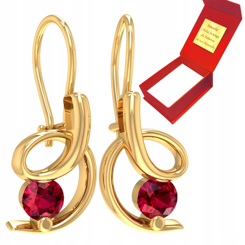 Jemné Náušnice S Rubíny, Zlato 585 Na Biglu