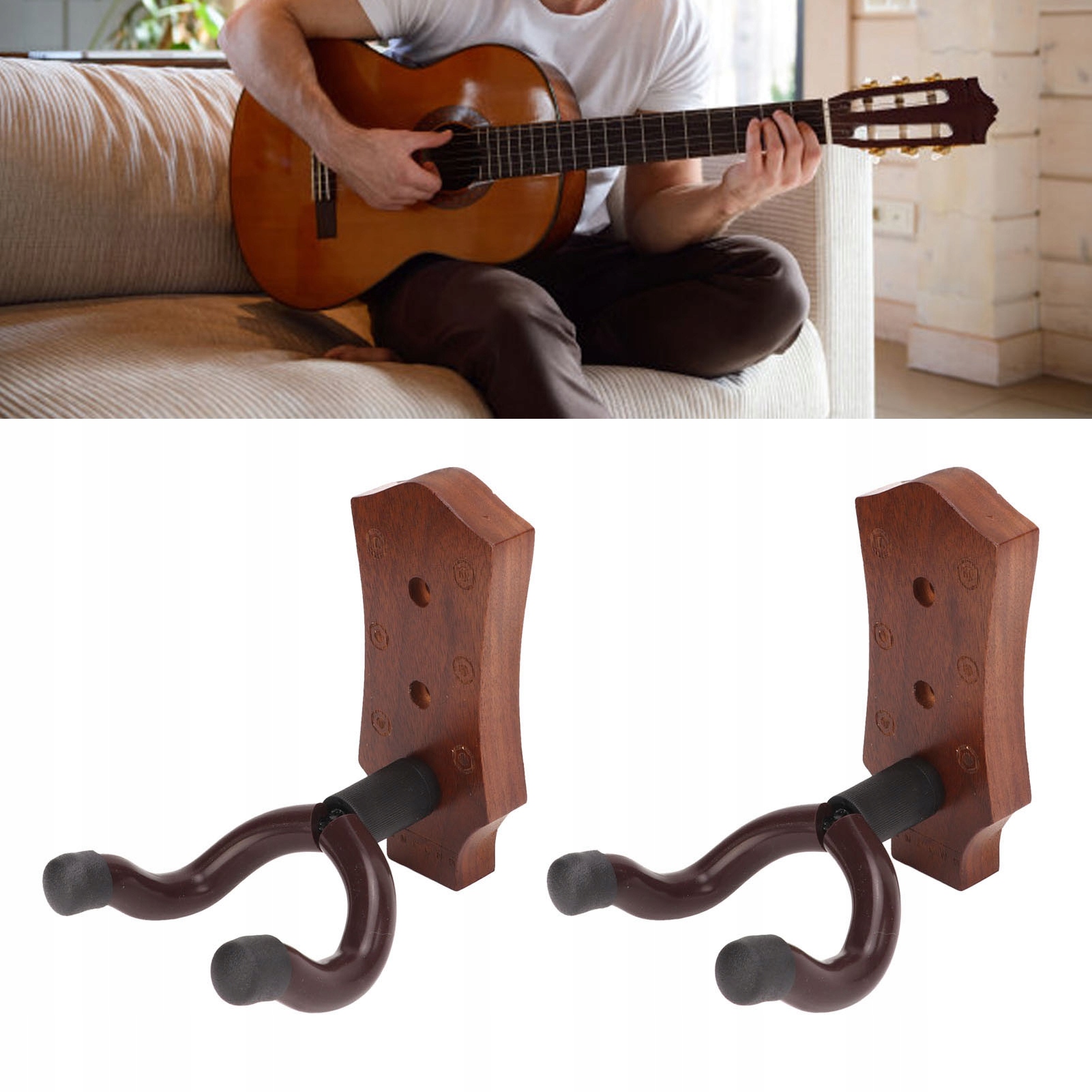 2 szt. Gitara wieszak ścienny elegancki czarny Marka inna