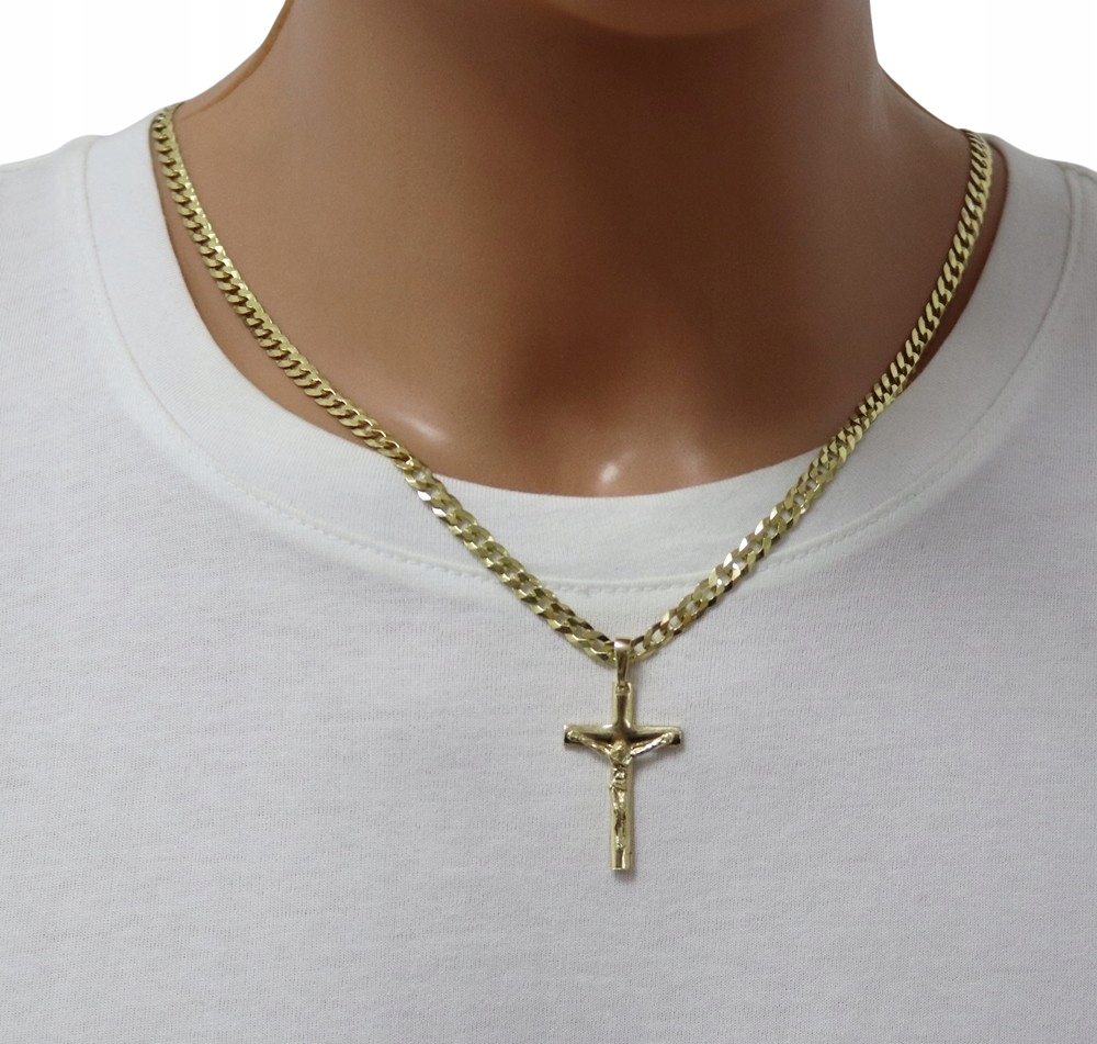 ZŁOTY PEŁNY ŁAŃCUSZEK MĘSKI PANCERKA Z KRZYŻYKIEM PR. 925 585 GRAWER GRATIS Kod producenta ZŁOTY MĘSKI ŁAŃCUSZEK PEŁNY 925/585 GRAWER