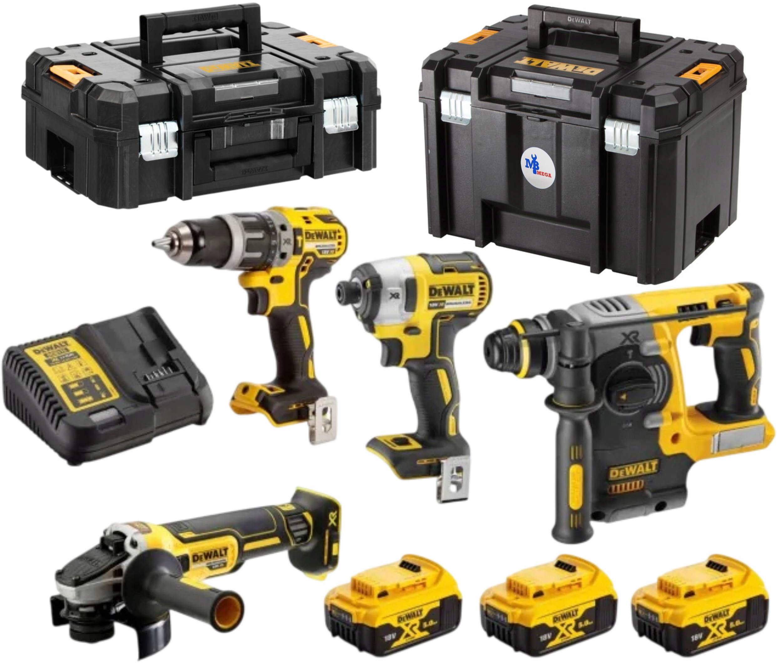 Dewalt Zestaw narzędzi Wkrętarka Szlifierka Młot Zakrętarka DCK422