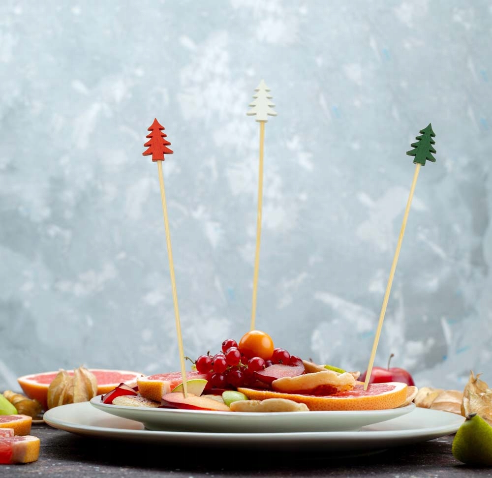 Patyczki ŚWIĄTECZNE Dekoracyjne Wykałaczki 50szt Choinki do Ciast Potraw Długość (cm) 20