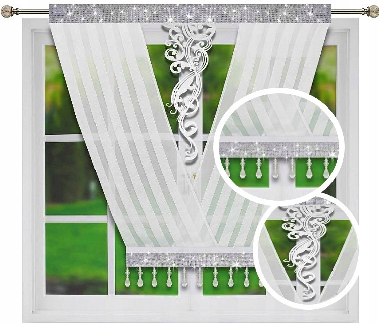 

Panel Firanka Z Cyrkoniami Firana Gotowa Ażur Filc