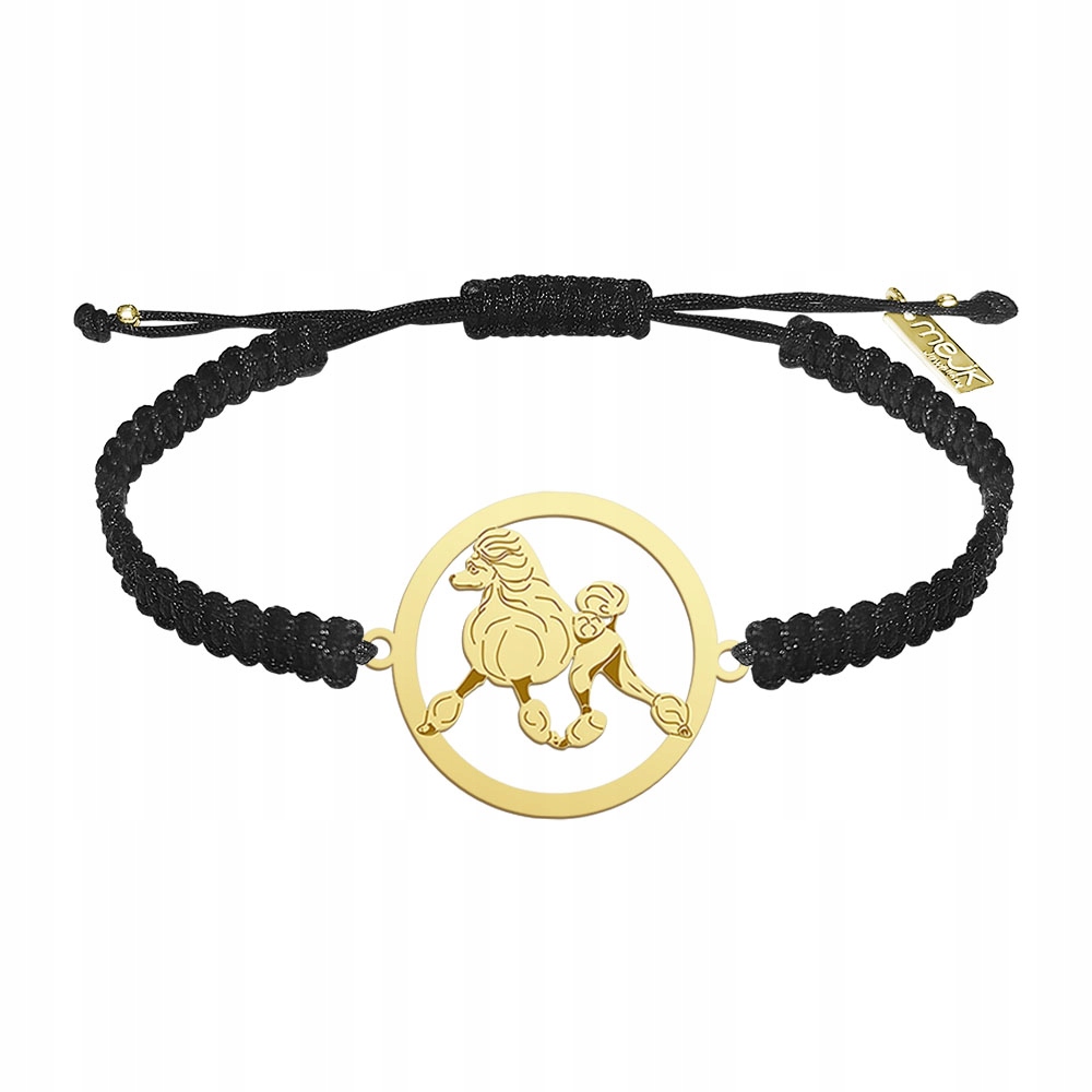 Zlatý náramek s psem Pudl 925 Makramé Dárek Šperky Gravírování Bonus