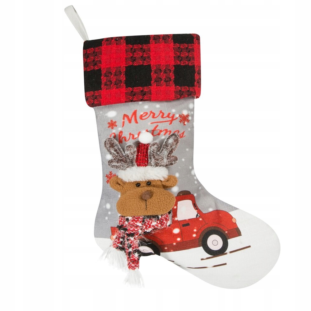 Vánoční ponožka s aplikací Renne 28x50 Eurofirany světle šedá, auto