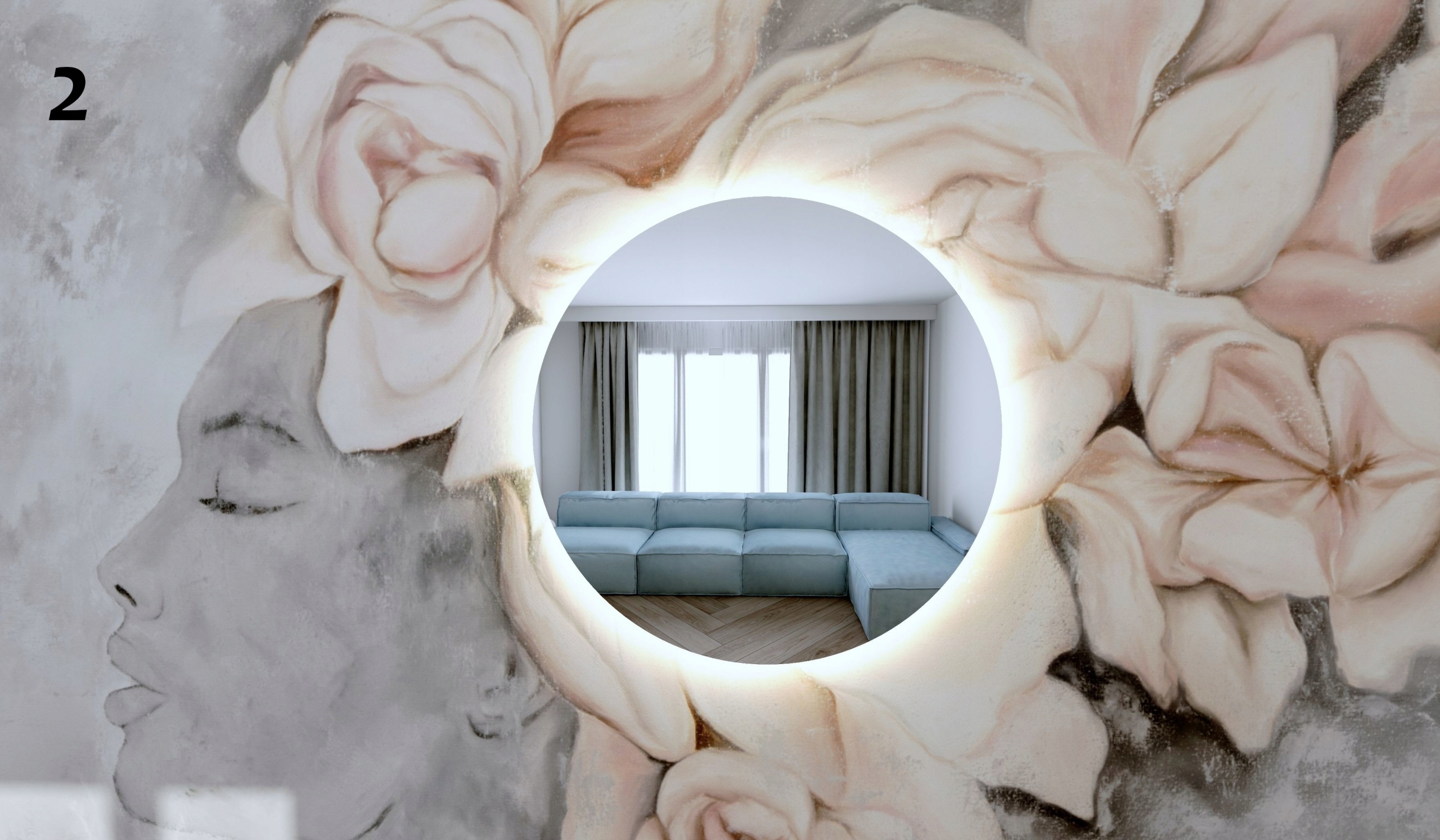 LUSTRO OKRĄGŁE LED ZE ŚCIĘCIEM PÓŁOKRĄGŁE 100 cm Wyposażenie dodatkowe oświetlenie