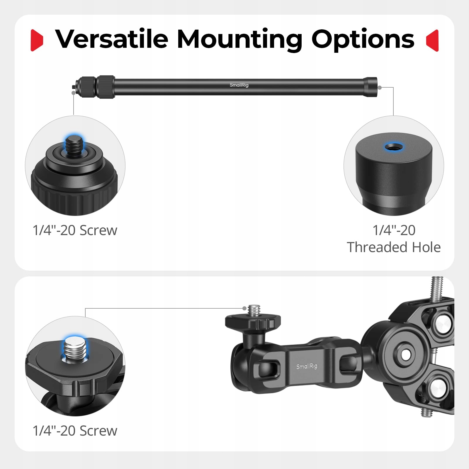 Zestaw Uchwytu Motocyklowego 360 Do GoPro DJI Insta360 5459B Pro SMALLRIG — miniatura 5