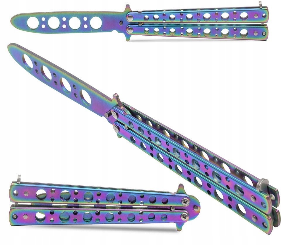 Nóż Motylek Treningowy Rainbow Balisong tępy nauki