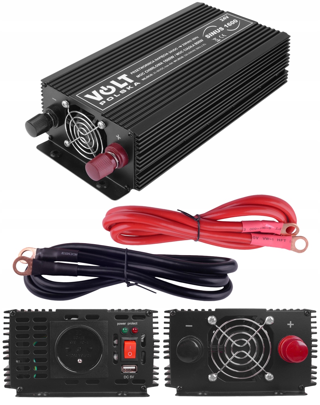 Przetwornica Samochodowa Pełny Sinus Volt Polska 24V 800W 1600W Usb Tir
