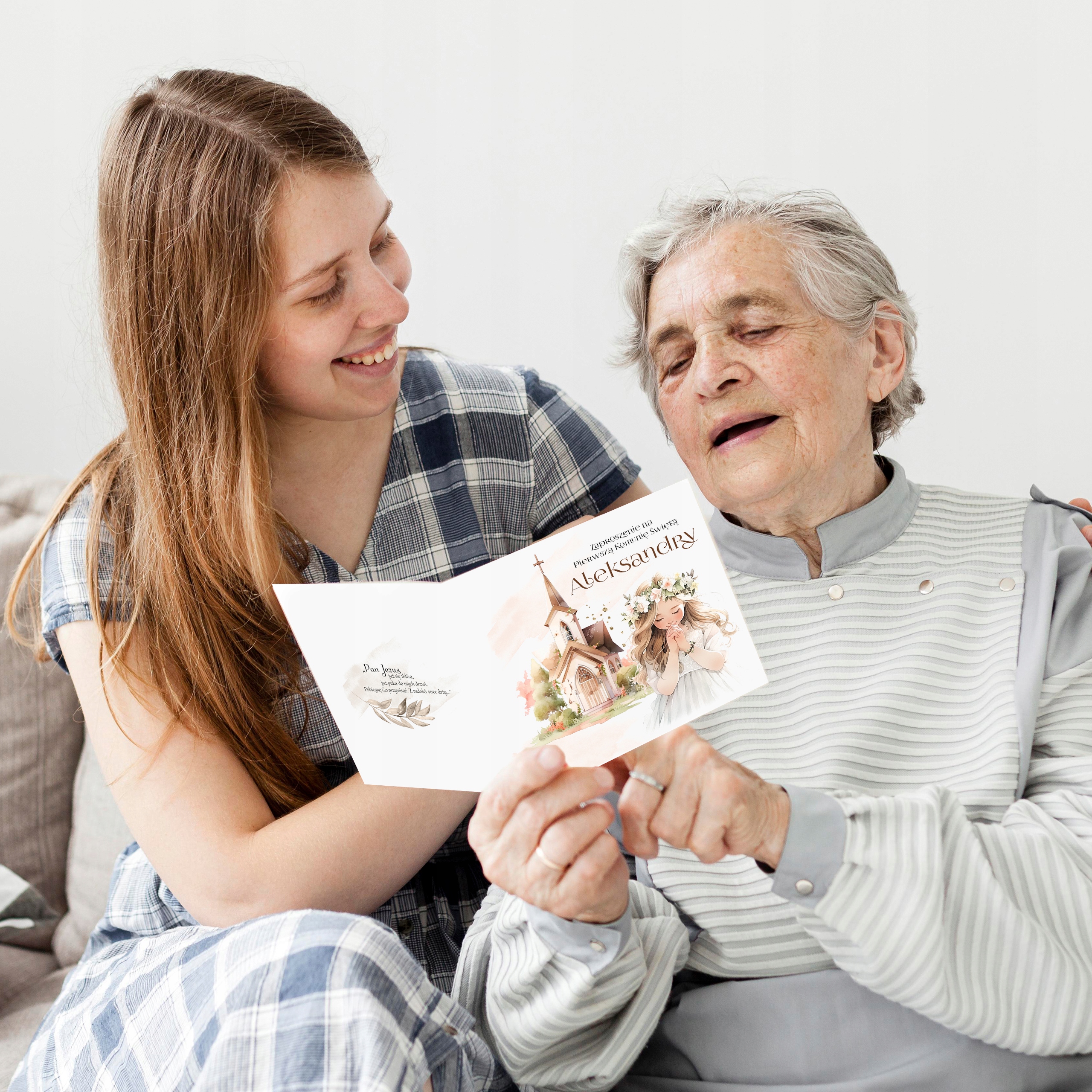 ZAPROSZENIA NA KOMUNIĘ PRZYJĘCIE IMIĘ DZIECKA + KOPERTA ELEGANCKI ZESTAW Marka PodobaMisie