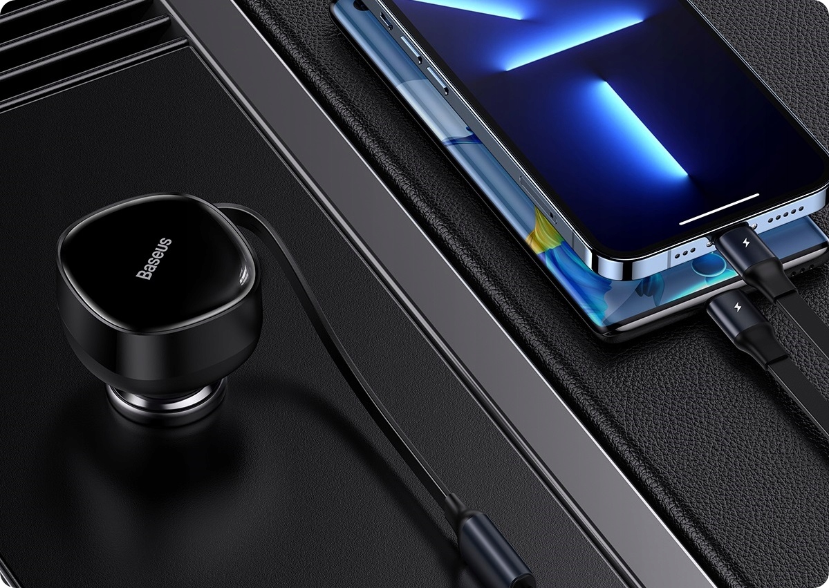 BASEUS SZYBKA ŁADOWARKA SAMOCHODOWA Z KABLEM USB-C I LIGHTNING DO APPLE 30W Długość przewodu 7.5 m