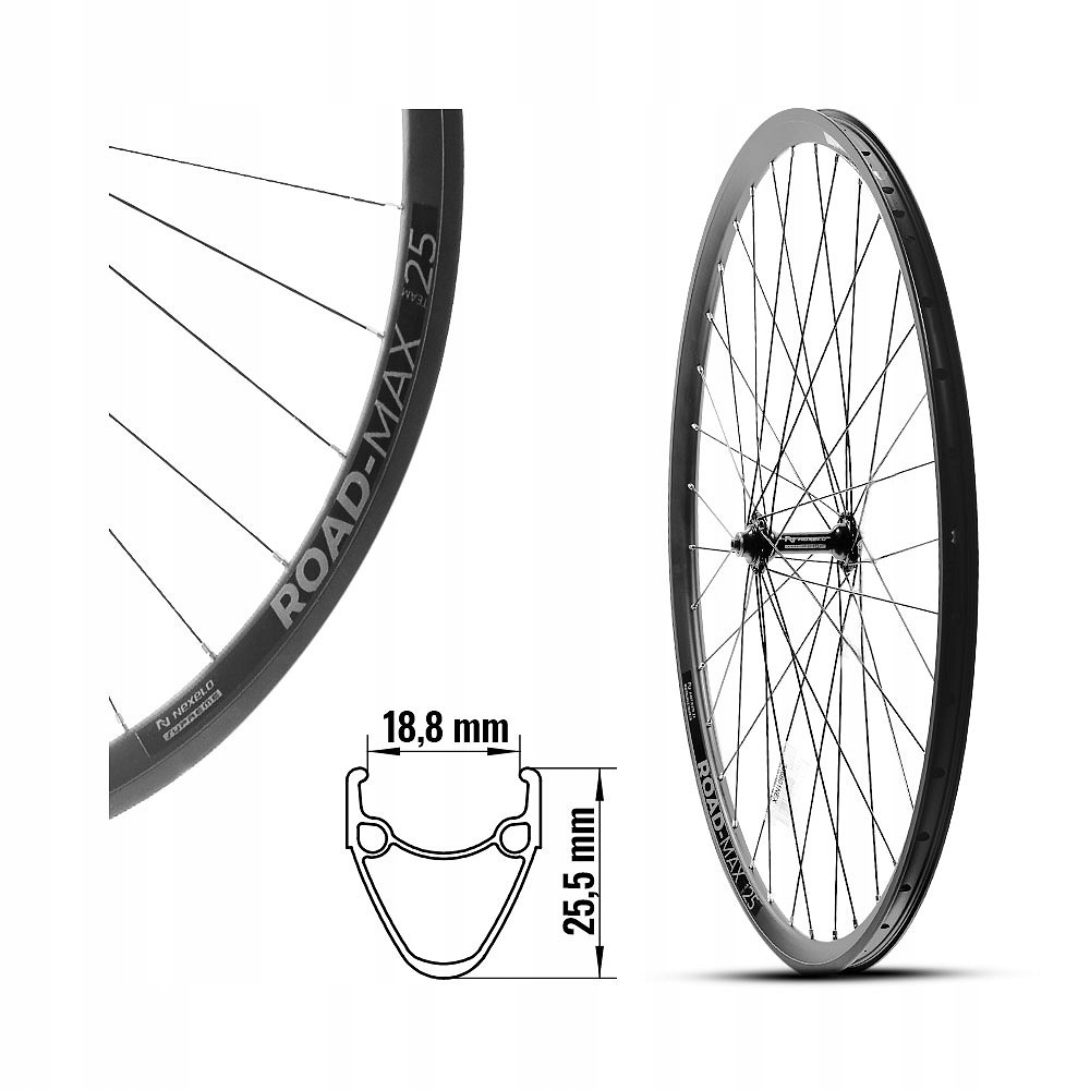 Koło rowerowe szosowe Nexelo Supreme przód 28" 700C alu obręcz 27 mm,36 H