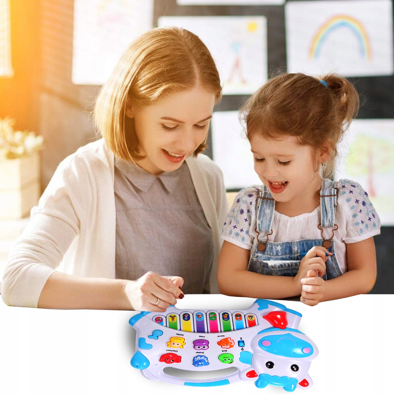 ORGANKI PIANINKO ZWIERZĄTKA KRÓWKA DLA DZIECI EDUKACYJNE INTERAKTYWNE Głębokość produktu 18 cm