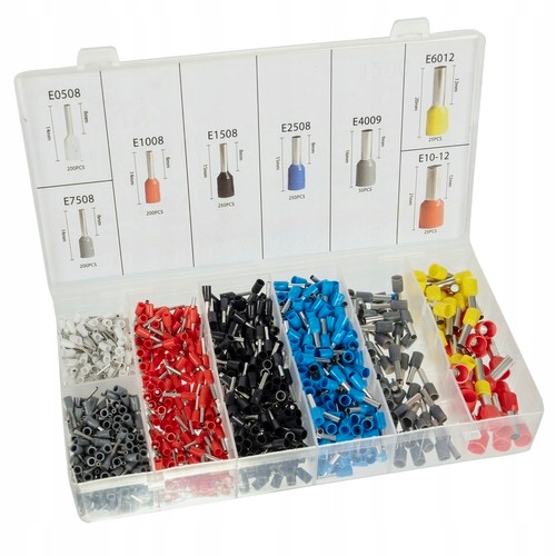 ZACISKARKA PRASKA DO TULEJEK KABLI KOŃCÓWEK 0,25-10MM DUŻY ZESTAW 1200 SZT Maksymalny przekrój przewodu 10 mm²
