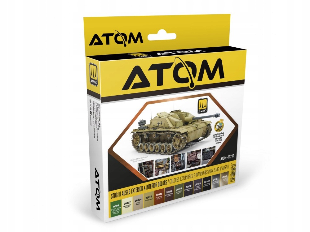 Sada akrylových barev StuG III Ausf.G ATOM-20730 Ammo Mig Jimenez