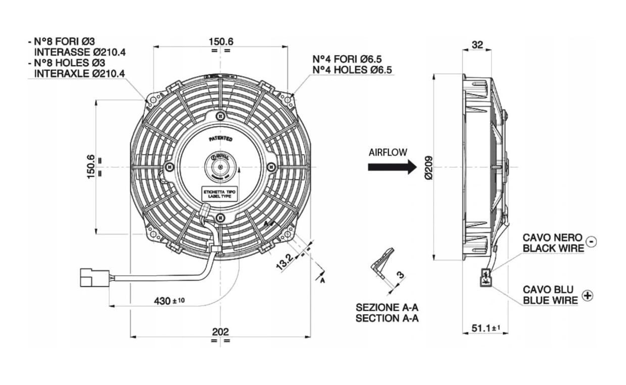 WENTYLATOR SPAL VA14 AP7 C 34A SSACY 190mm Marka maszyny Bizon Case IH Claas Deutz Fahr Fendt Ford JCB John Deere Lamborghini Landini Massey Ferguson MTZ Belarus New Holland Renault Same Ursus Zetor Inna