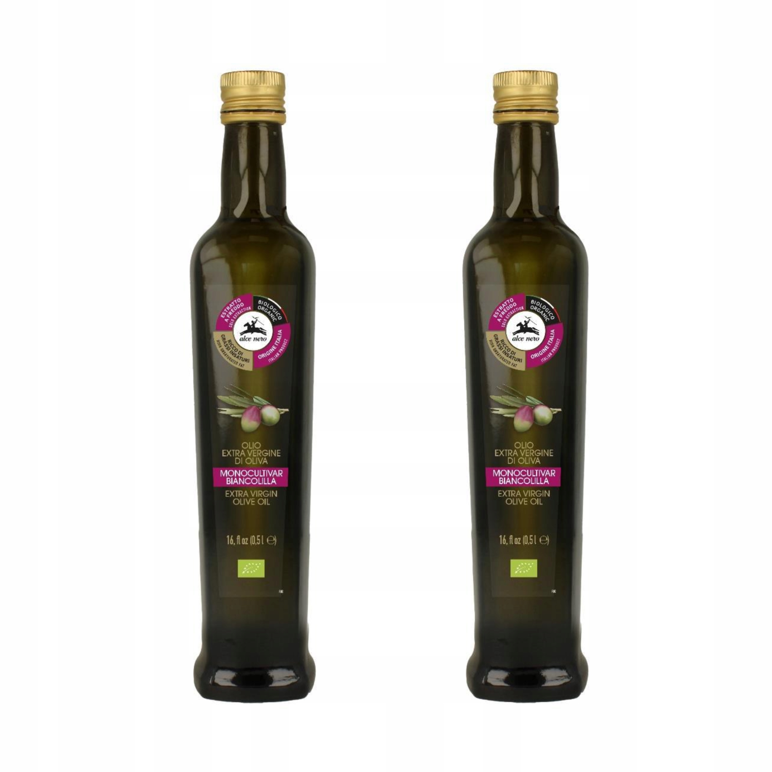 2x Oliwa Z Oliwek Extra Virgin Biancolilla Bio 500 ml Alce Nero