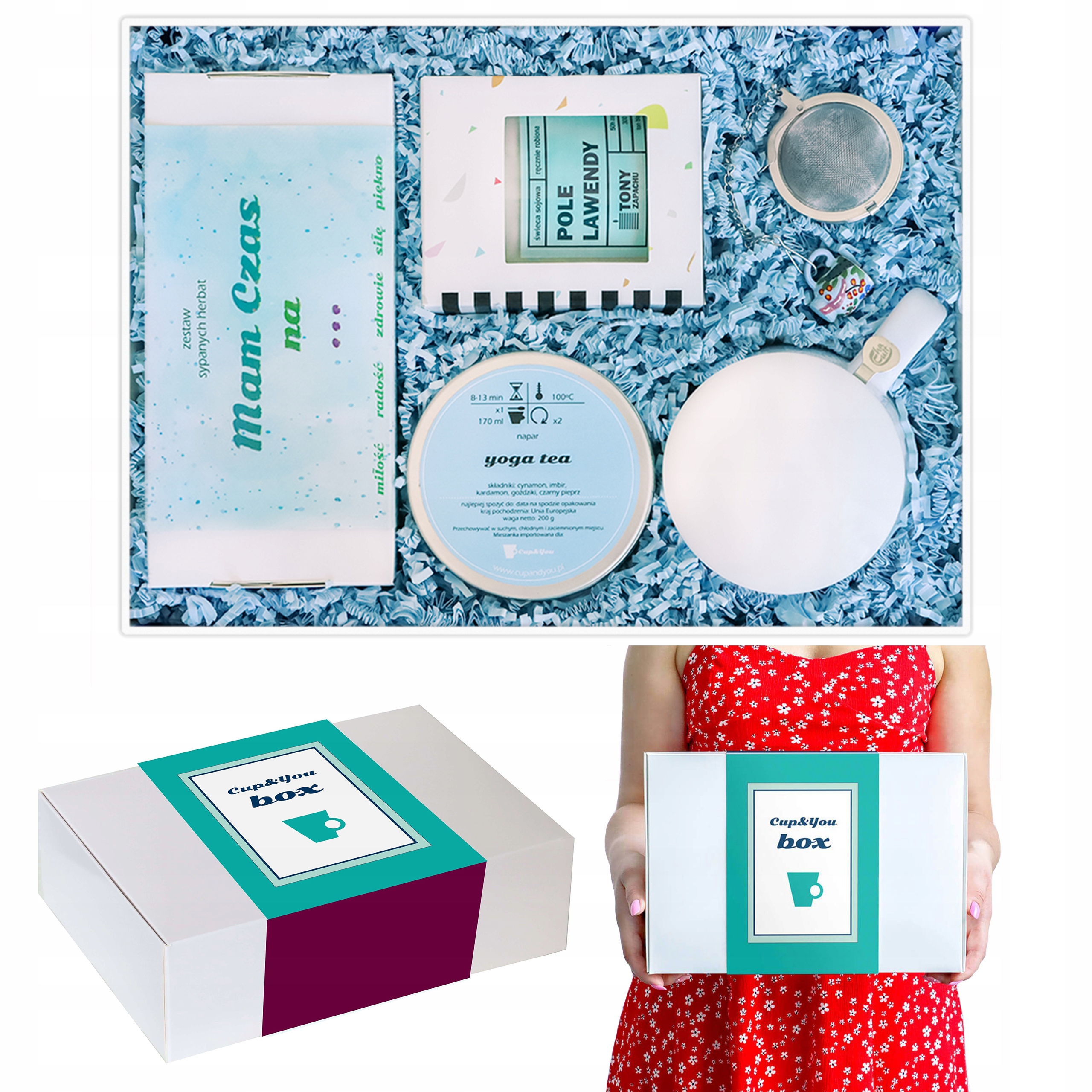 Levně Ideálně relaxační Box sada chuťových čajů mix hrnek na přípravu čaje