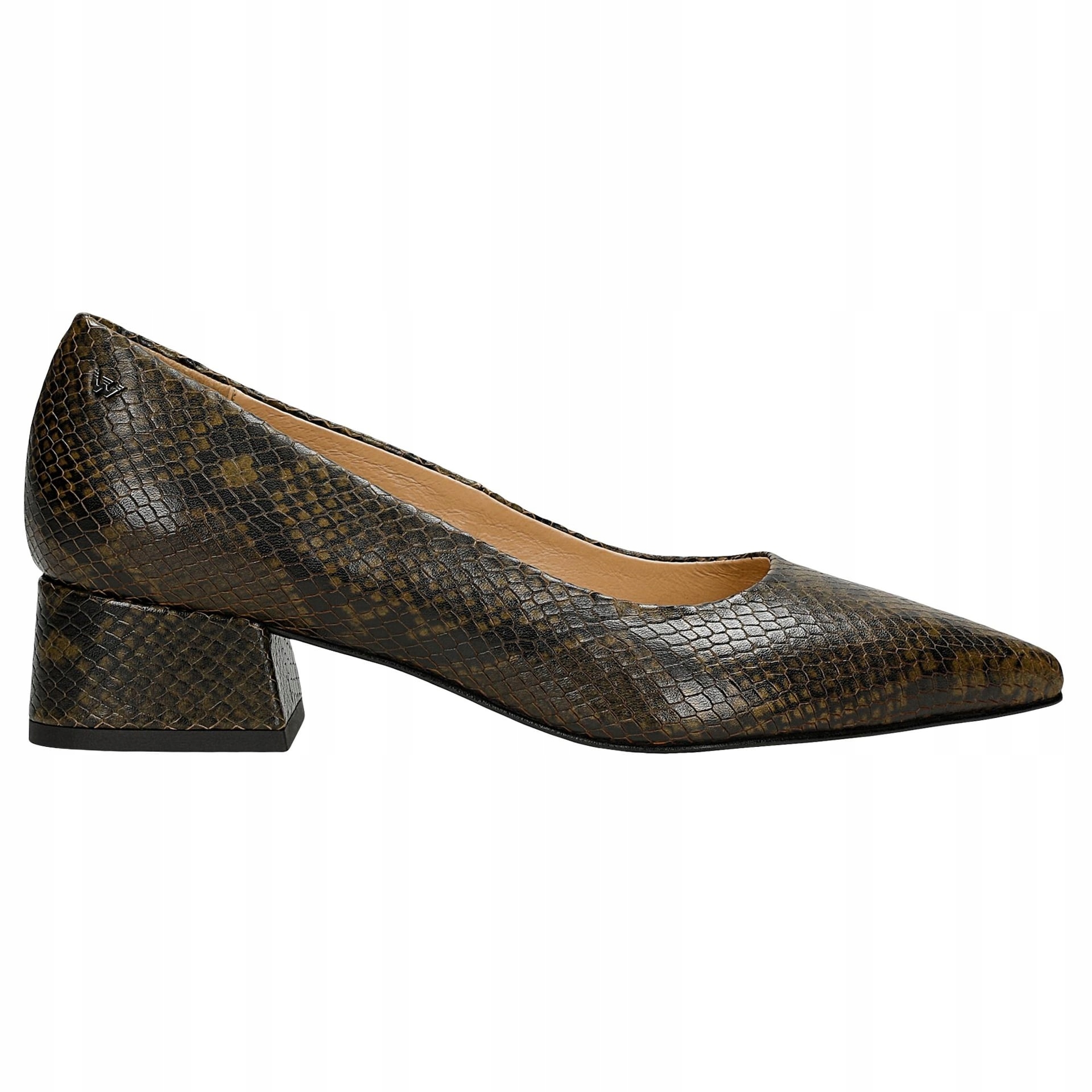 Boty s efektem hadí kůže na nízkém podpatku vel. 39