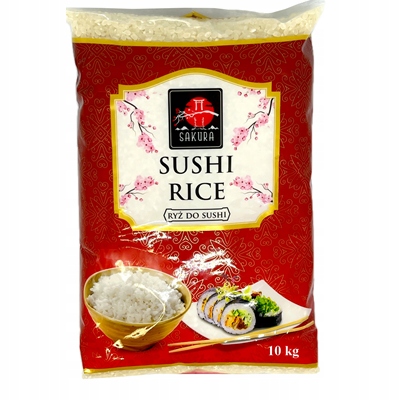 Sakura Rýže na sushi 10 kg Kulatá rýže pro sushi a japonskou kuchyni