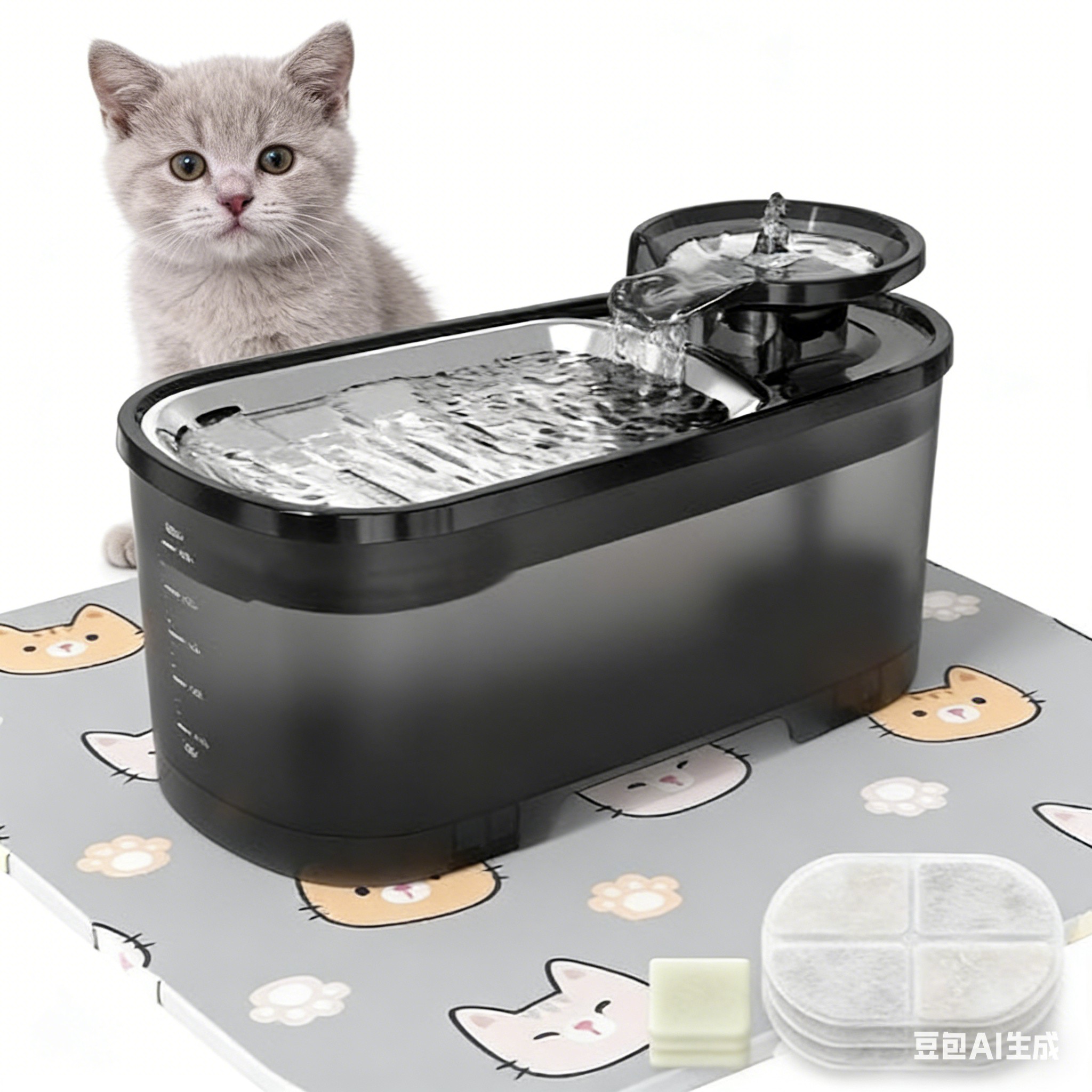 Levně Napáječka Miska Pro Automatickou Fontánu Pro Kočky A Psy, Tichá, S Filtrem, 2.5 L