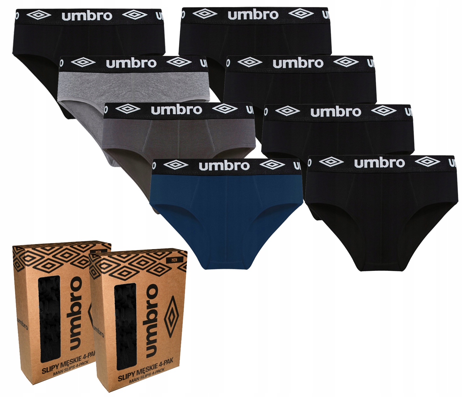 Umbro Slipy Pánské Kalhotky 8 Kusů MIX Barev XXL