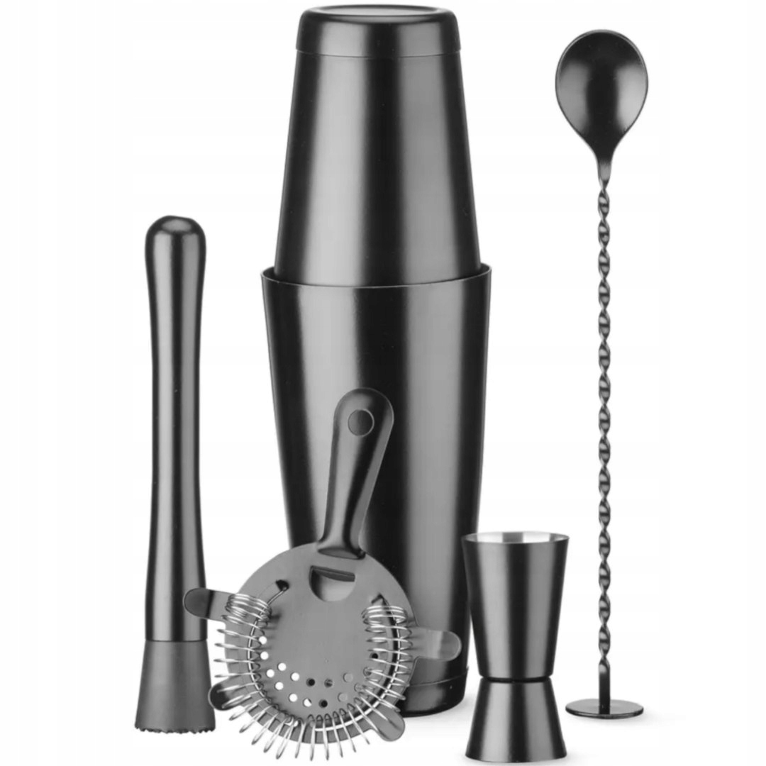 Barmanský set v tubě shaker jigger sítko muddler lžíce černá Bar Up