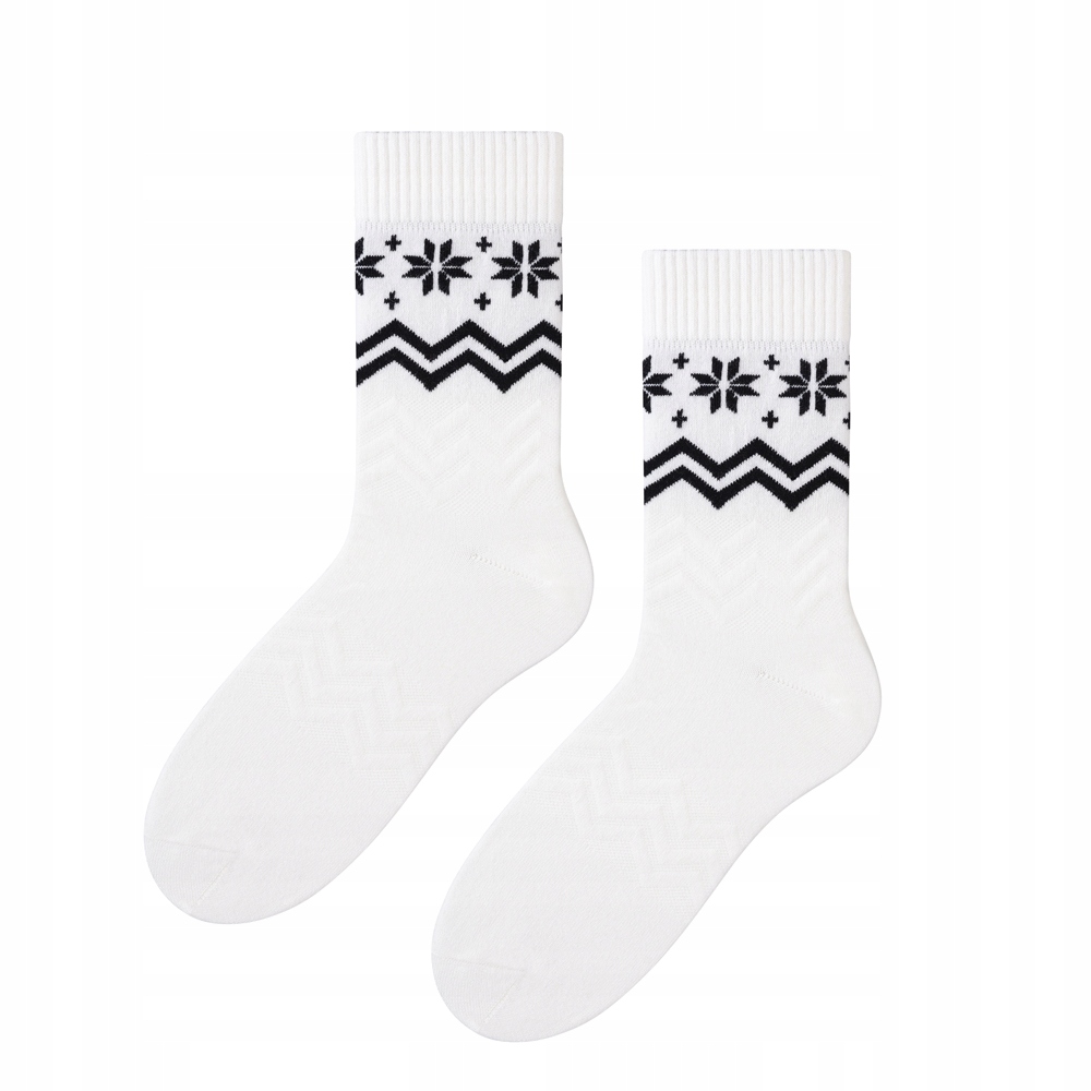 Ciepłe wełniane skarpety biało-czarne 35/38