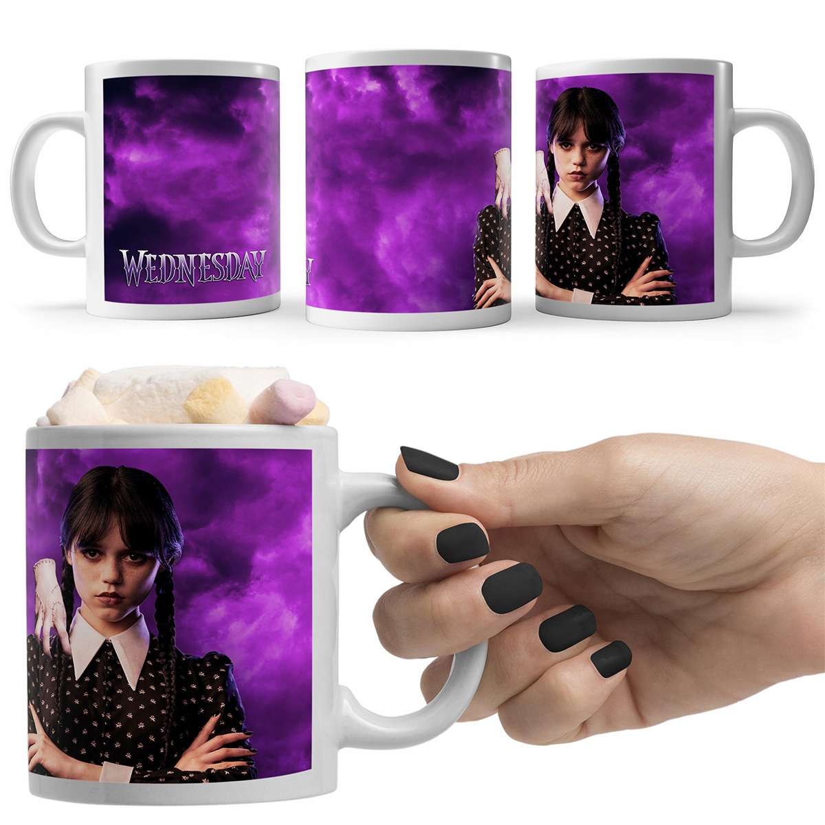 

Kubek Biały Wednesday Addams Ortega Kawa Herbata