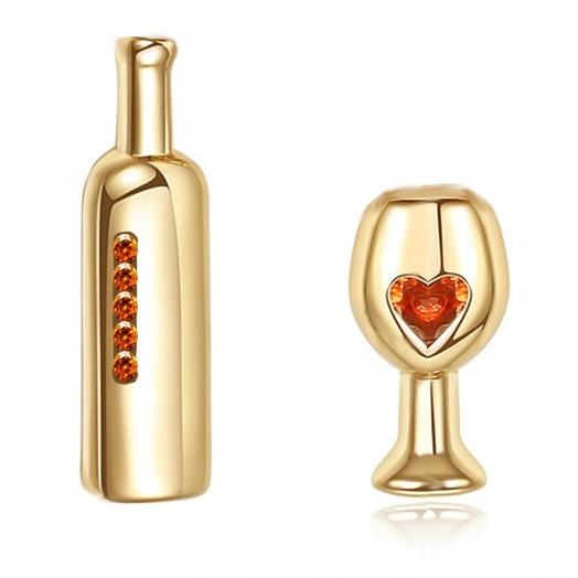 

Kolczyki Kieliszek Wino Cyrkonie Złote Cyrkonia