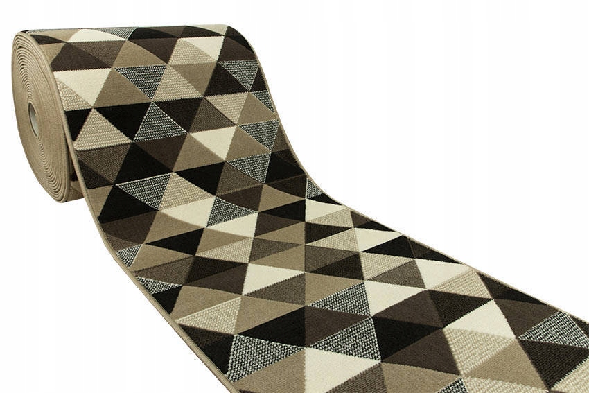 

szer. 90 cm Chodnik Dywanowy Trójkąty Brązowy Beż