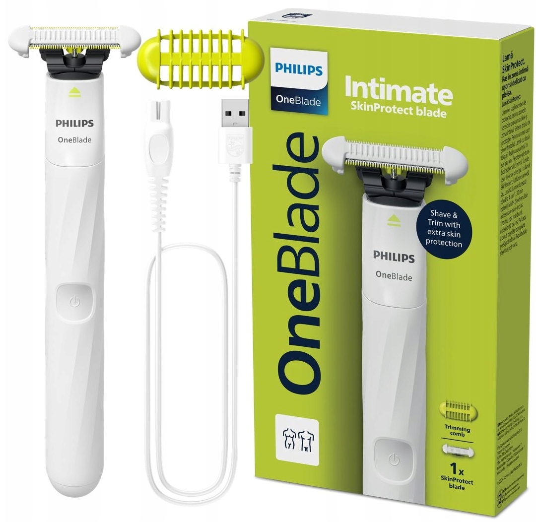 HOLIACI STROJČEK PHILIPS ONEBLADE INTIMATE NA VLASY A BIKINY, ZASTRIHÁVAČ VLASOV