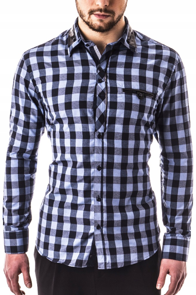 3XL - KOSZULA MĘSKA ELEGANCKA 19-605 Rękaw długi rękaw