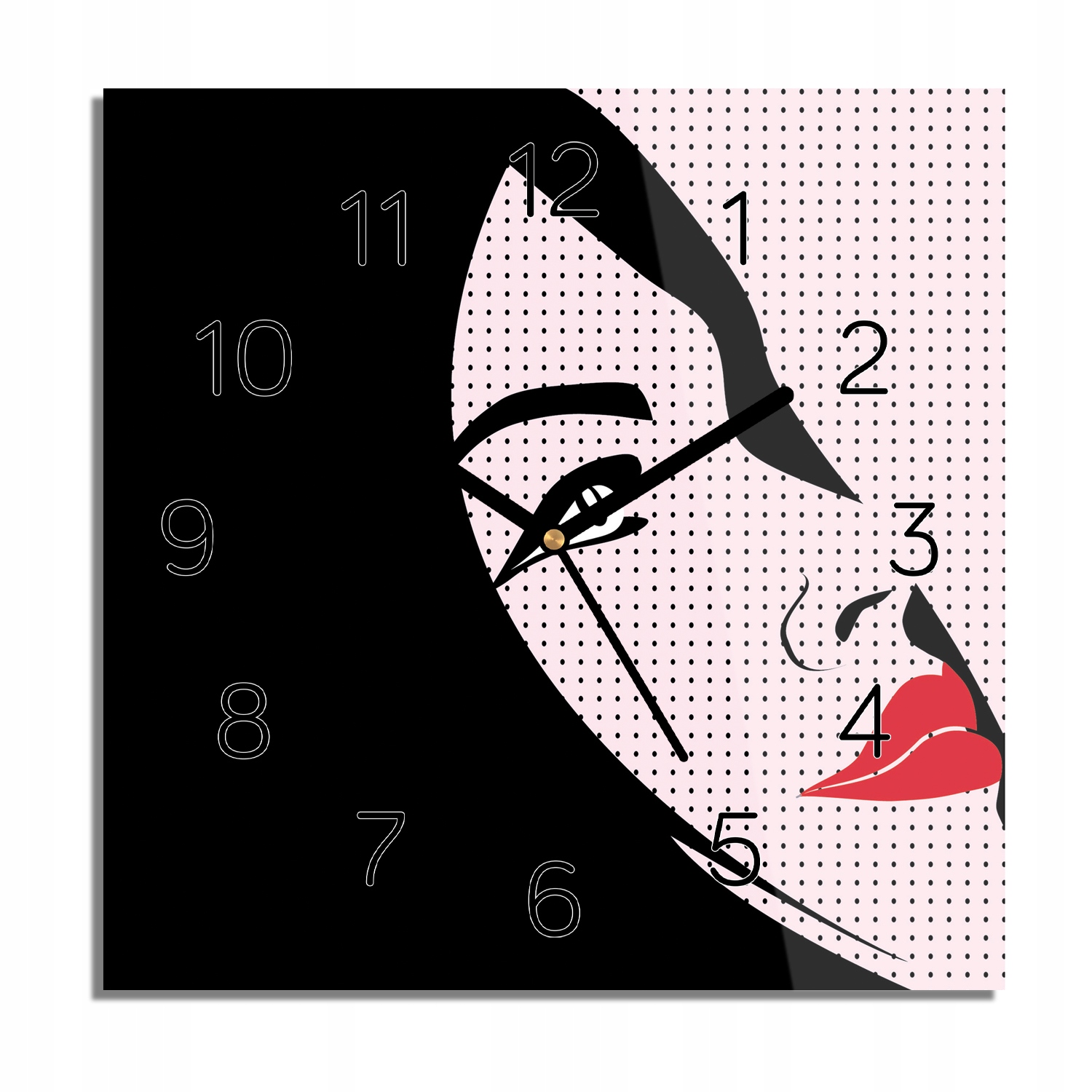 Žena pop art styl hodiny na skle tiché 30x30