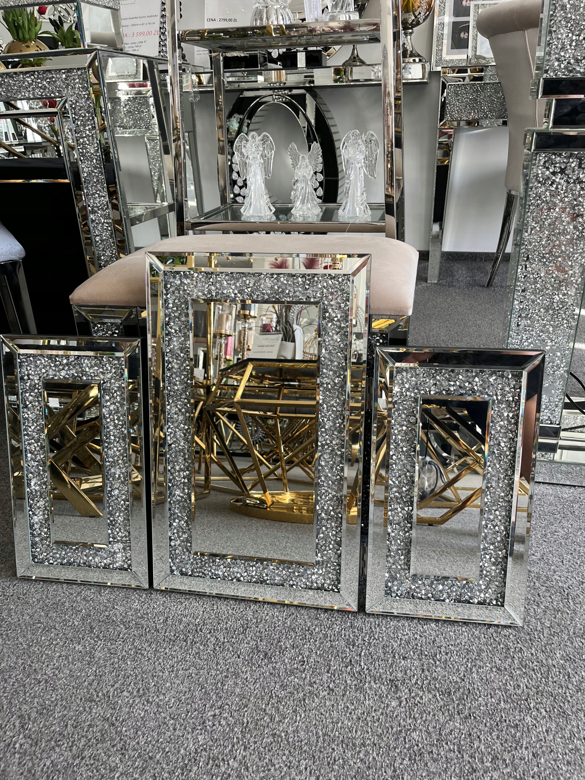 Lustro składane z kryształkami Glamour Style