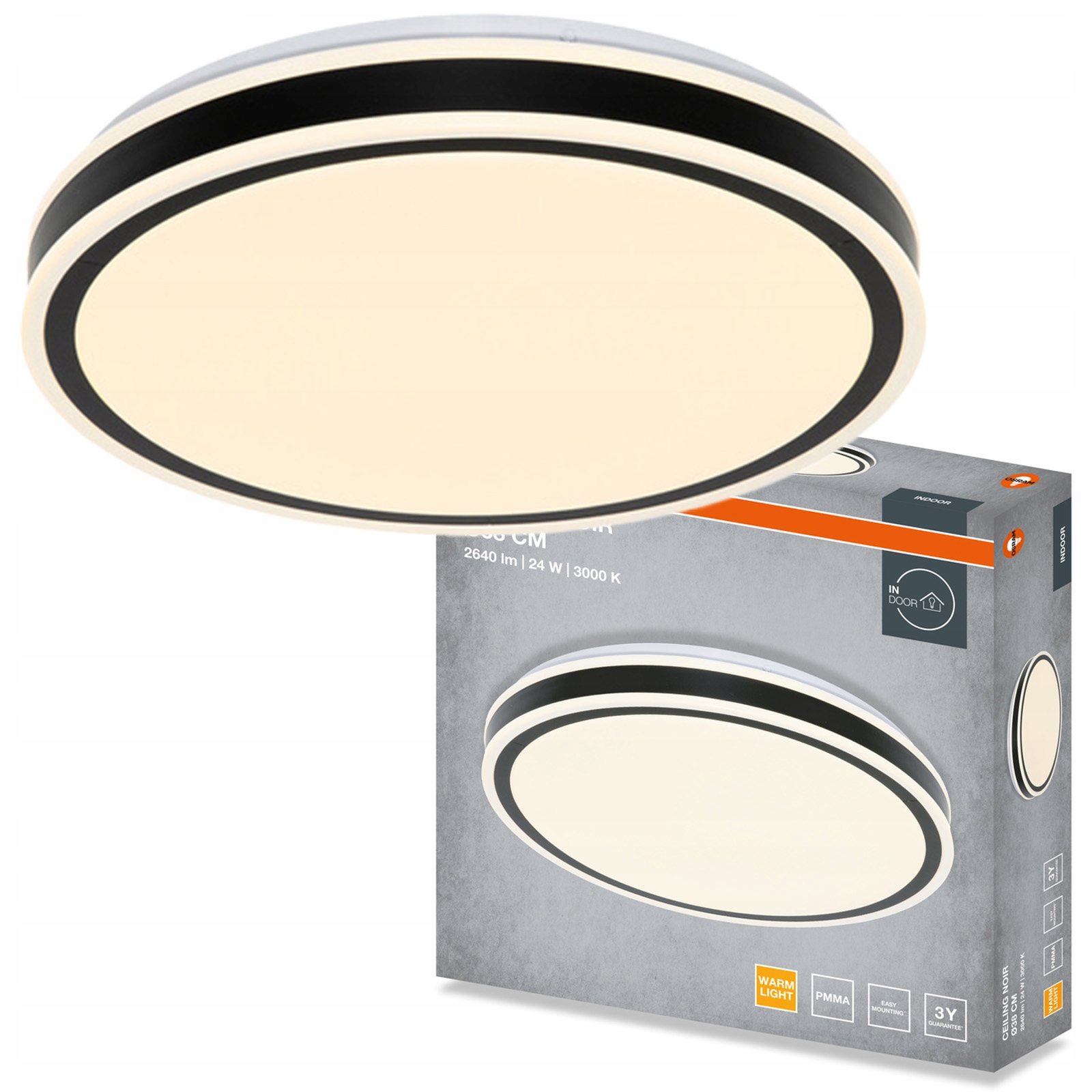 Stropní Svítidlo Led nástěnné svítidlo 24W 1440lm 3000K Kulatý Černý Noir Osram