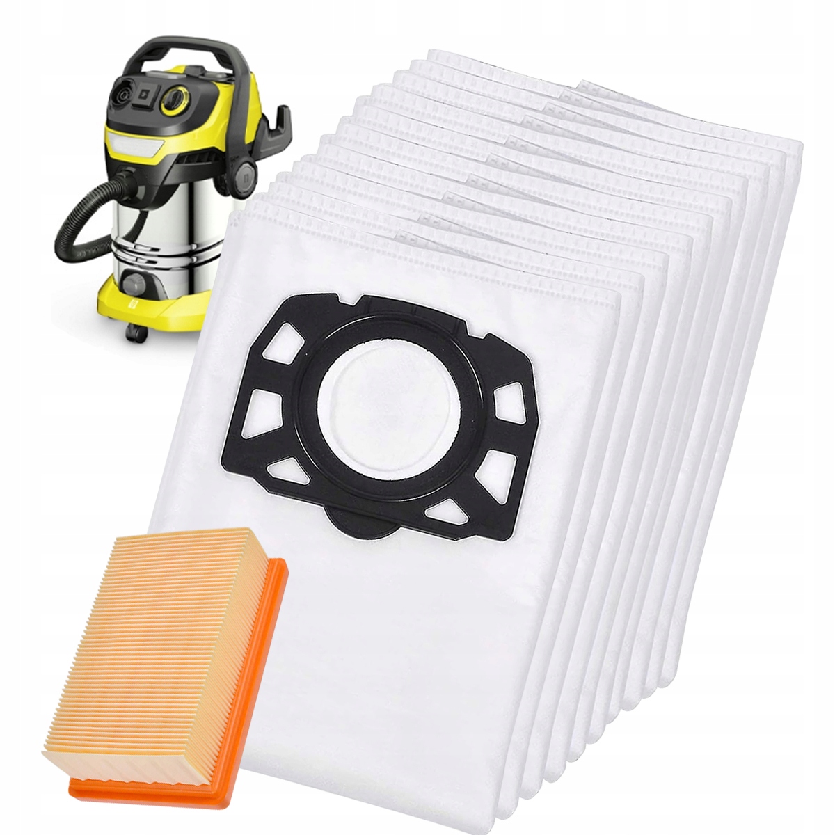 10x Worki Do Odkurzacza Do Karcher WD4 WD5 WD6 MV4 MV5 MV6 2.863-006.0