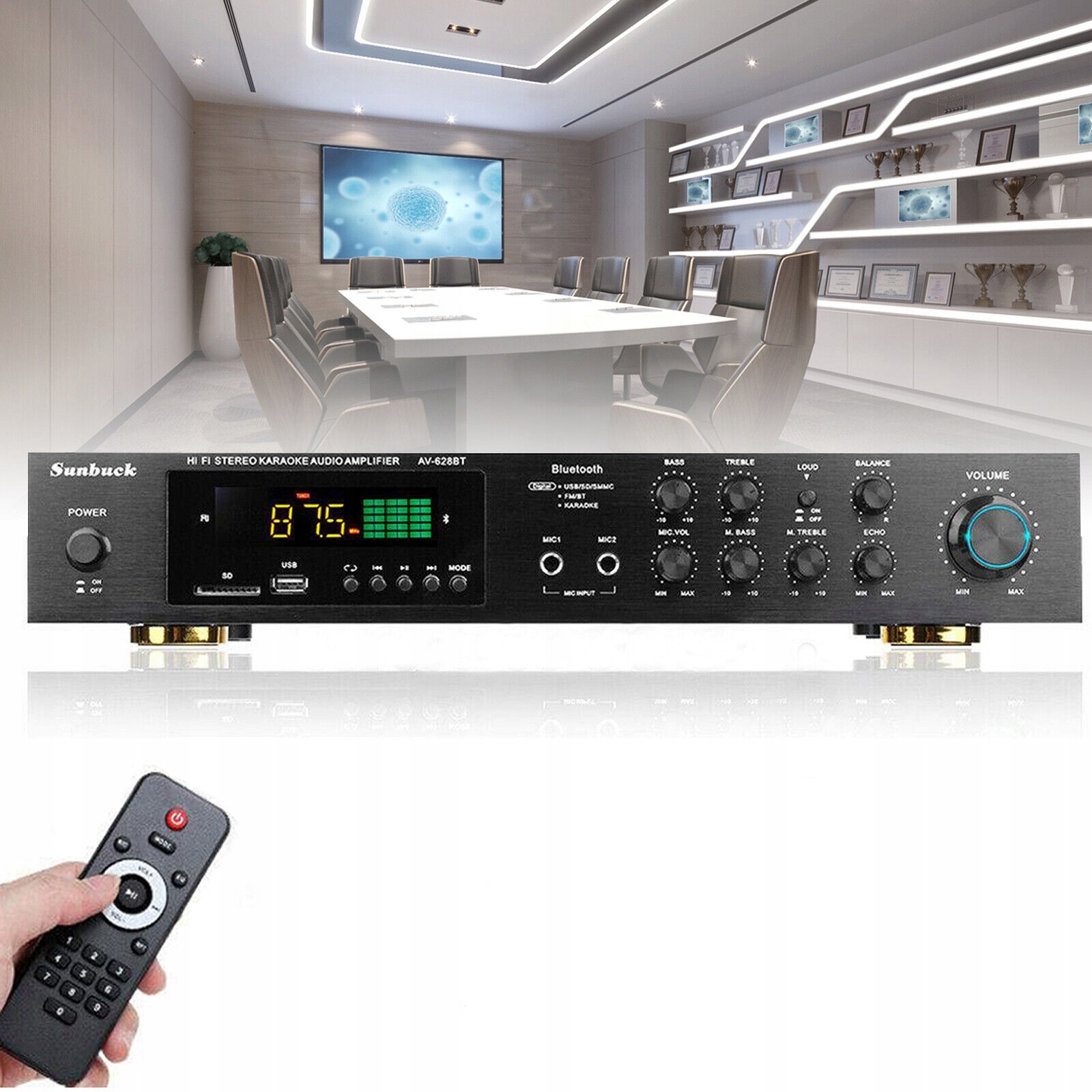 Stereo Bluetooth Zesilovač Pro Reproduktory AV-628BT, 600 W