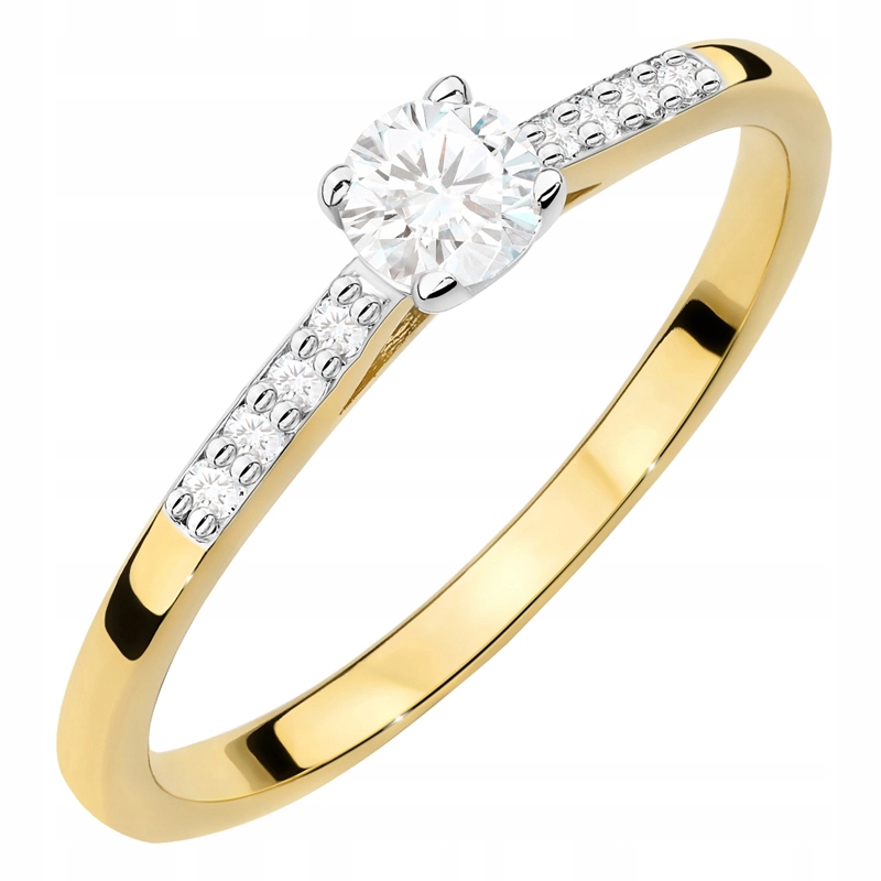 Zlatý Prstýnek pr. 585 14k s laboratorními diamanty 0,32ct Gravírování