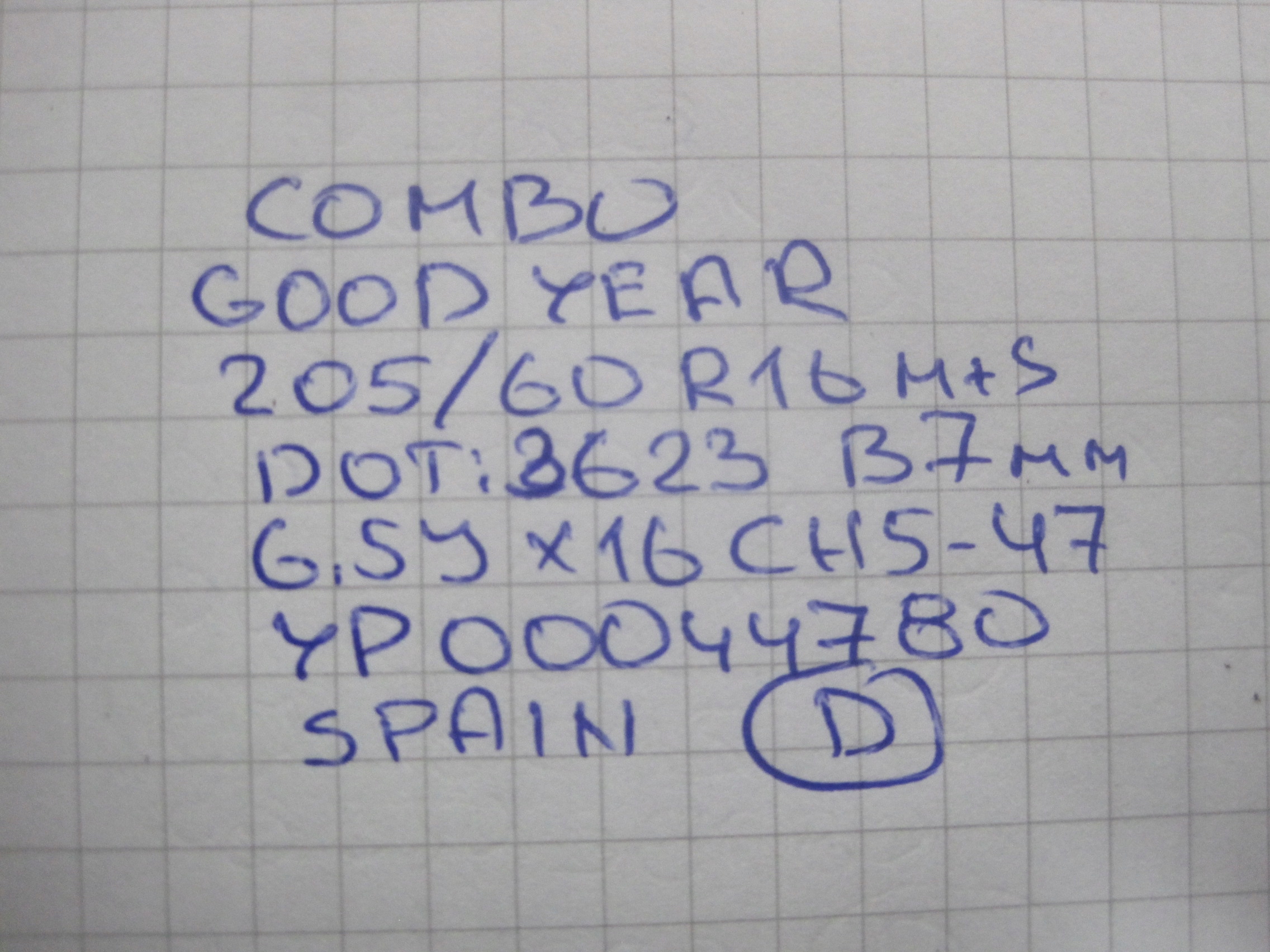 wheels discs tyres OPEL COMBO R16 7MM M+S