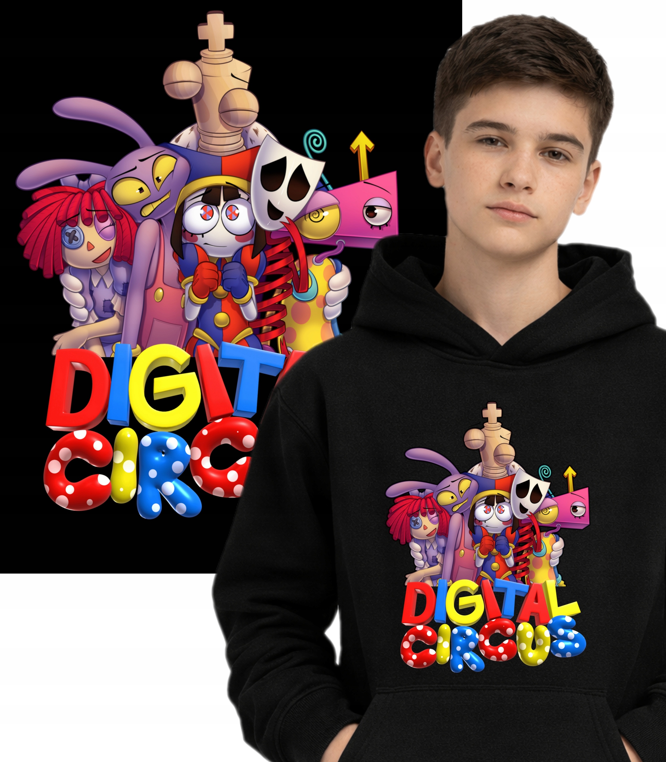 Digital Circus Cyfrowy Cyrk Serial Bluza Z Kapturem Ciepła 164 Xs Czarny