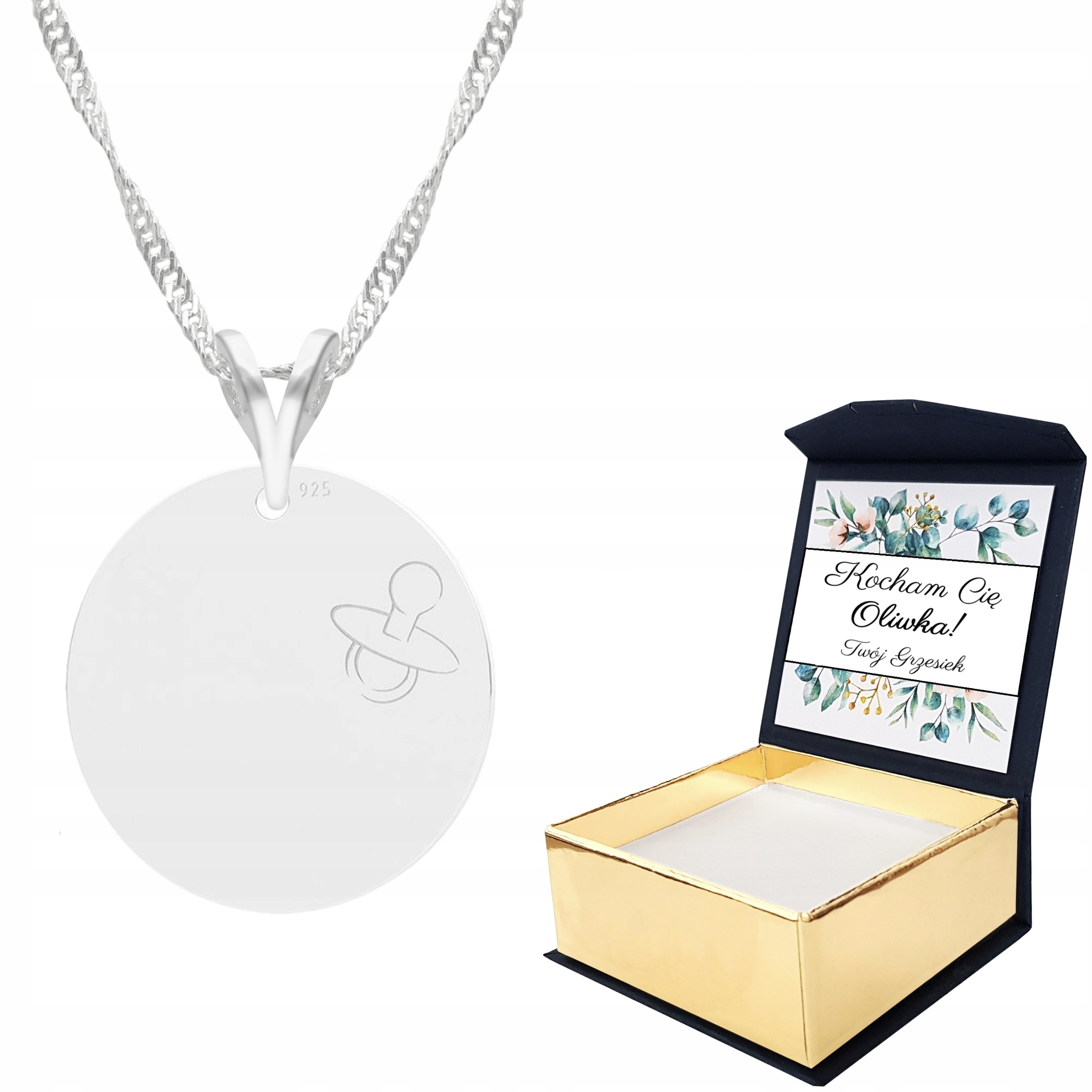 Stříbrný náhrdelník Plíšek Dudlík Vlastní Potisk