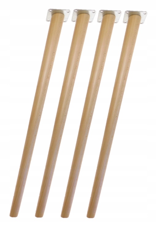 Sada 4x drevené nábytkové nohy šikmý kužeľ 72 cm prírodné upevnenie