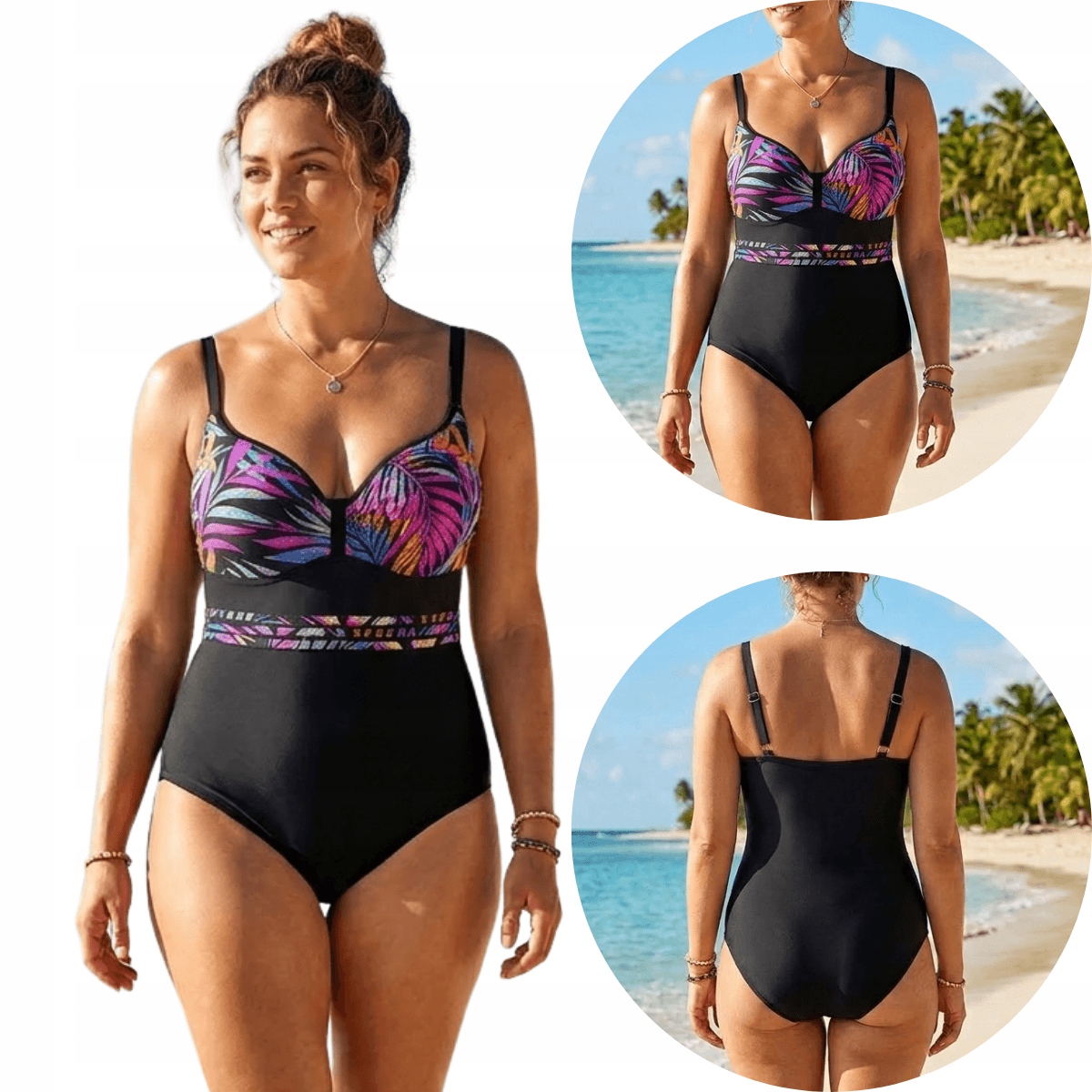 Jednodílné plavky Modelující vyztužené misky 29791 black XL