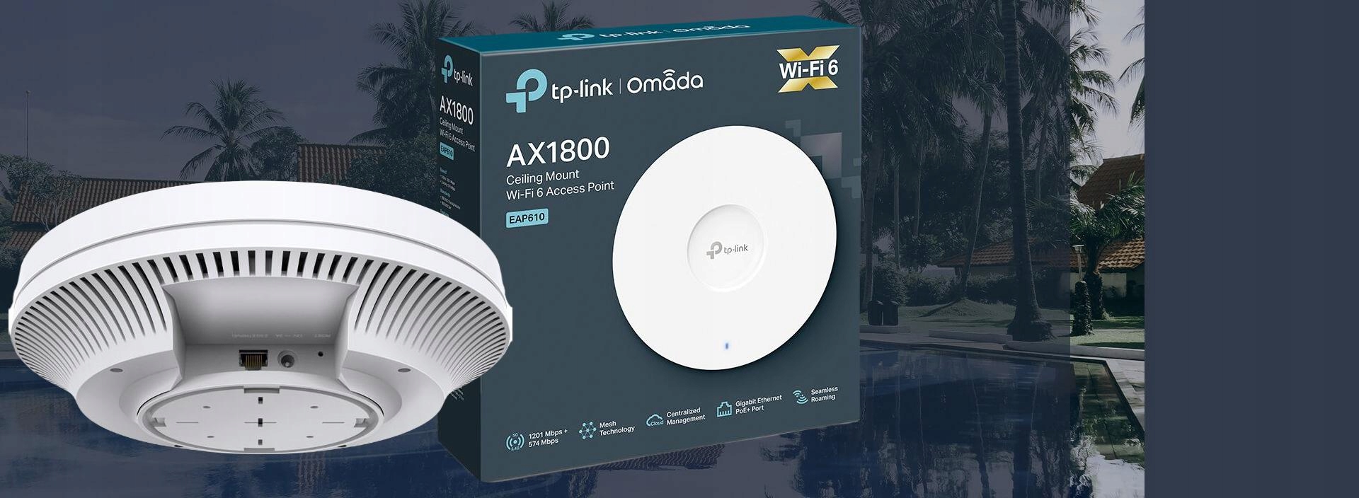 TP-Link EAP610 Omada SDN Access Point AX1800 SUFITOWY PUNKT DOSTĘPOWY WiFi6 Liczba portów LAN (RJ-45) 1